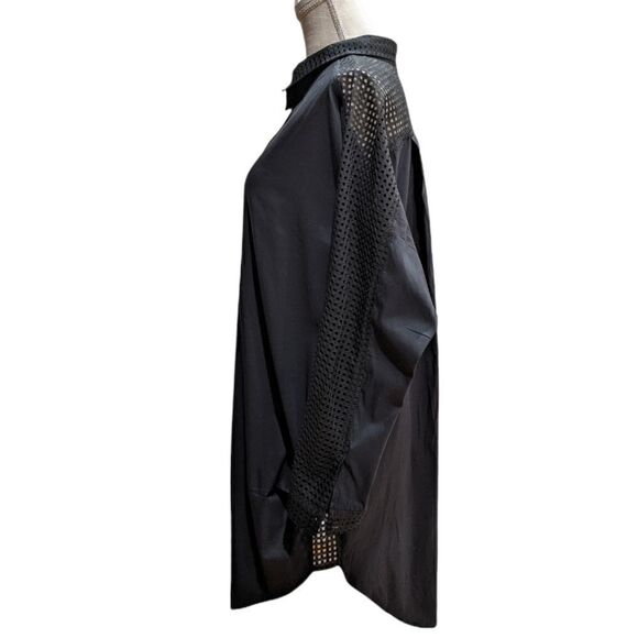 Demoo Parkchoonmoo Button Down Eyelet Collar & Sleeves Blouse Asymmetric Collar - Picture 4 of 8